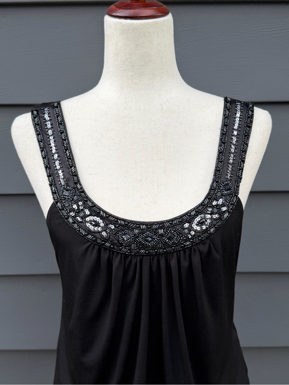 Studio W by SUE WONG Black Embellished Sleeveless open back drop waist Dress 4 - Picture 6 of 16